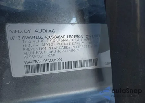 2014 Audi A4 2.0T Premium z USA, uszkodzony, nr VIN WAUFFAFL9EN006208